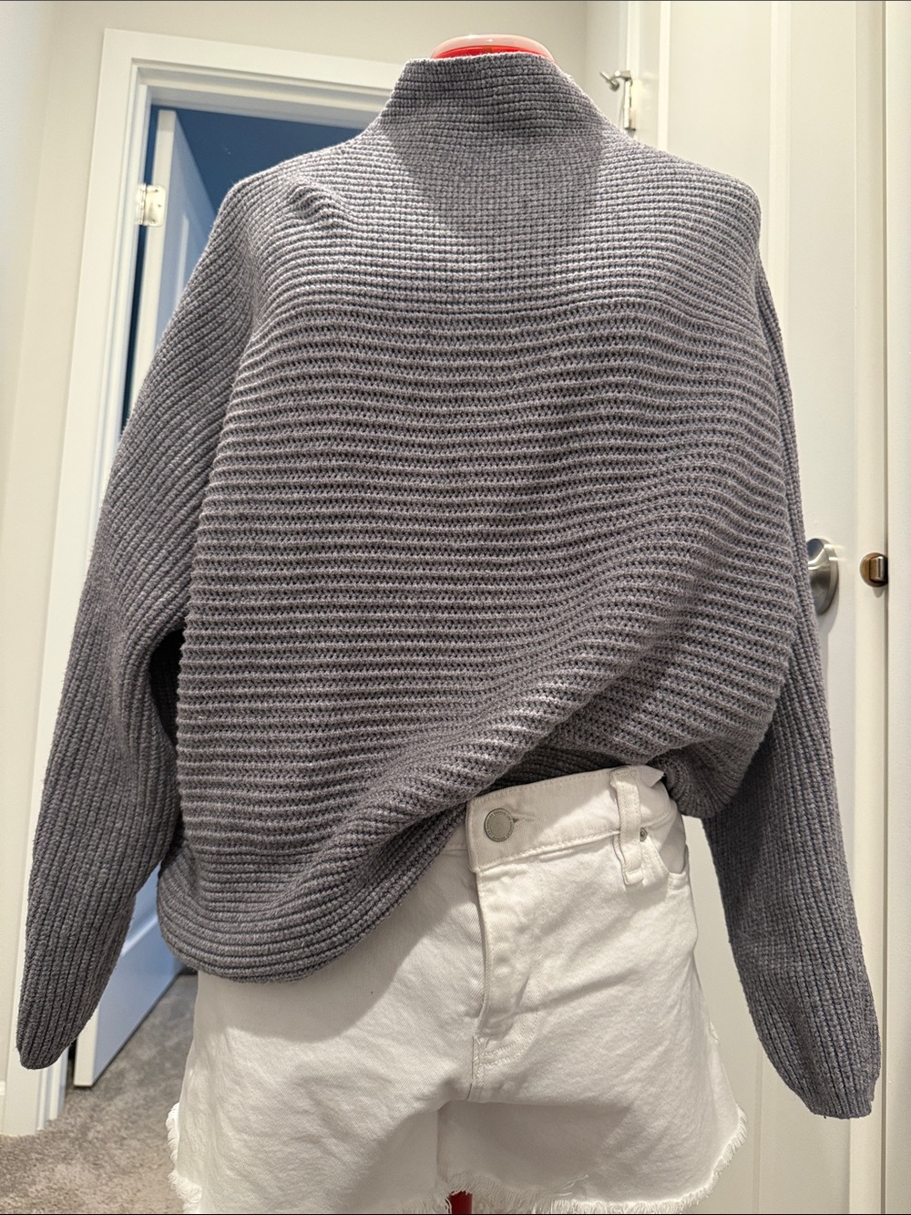 Max Studio Gray Ribbed Turtleneck Sweater